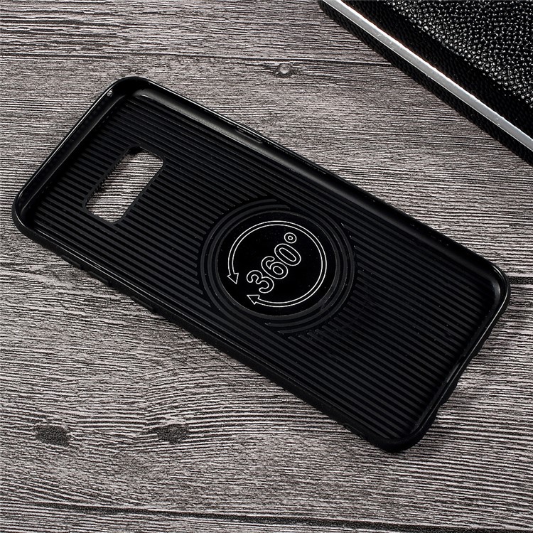 360 Rotation Ring Holder Linen Cloth Leather Coated TPU Back Case for Samsung Galaxy S8 SM-G950 - Black-4