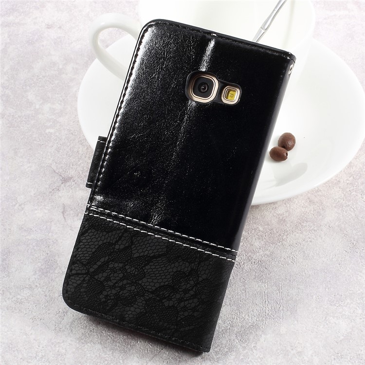Dual-color Wallet Stand Leather Cell Phone Case for Samsung Galaxy A3 (2017) - Black/Grey-2