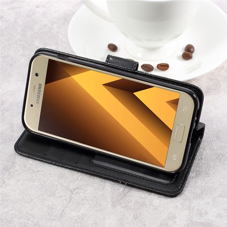 Dual-color Wallet Stand Leather Cell Phone Case for Samsung Galaxy A3 (2017) - Black/Grey-4