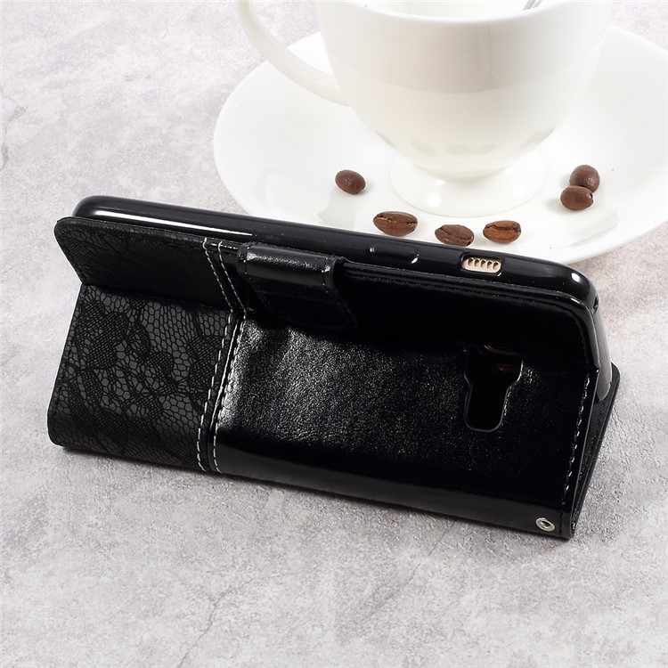 Dual-color Wallet Stand Leather Cell Phone Case for Samsung Galaxy A3 (2017) - Black/Grey-5
