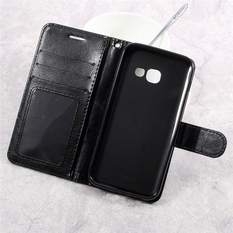 Dual-color Wallet Stand Leather Cell Phone Case for Samsung Galaxy A3 (2017) - Black/Grey-7