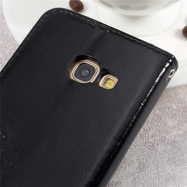 Dual-color Wallet Stand Leather Cell Phone Case for Samsung Galaxy A3 (2017) - Black/Grey-9