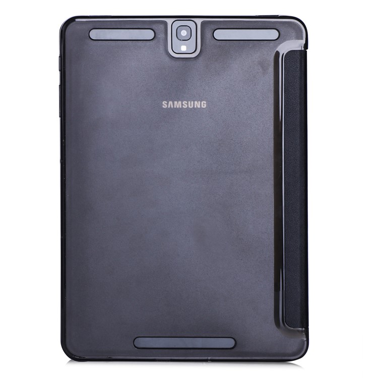 Für Samsung Galaxy Tab S3 9.7 Tri-fold Leder Stand Hülle + Abnehmbares Gummiband - Schwarz