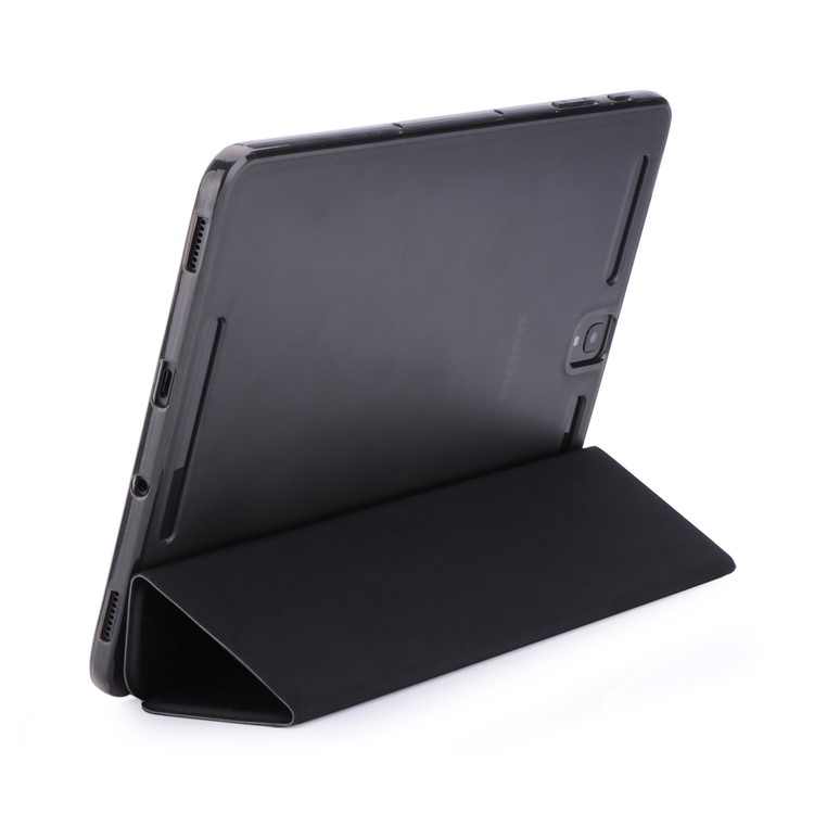 Für Samsung Galaxy Tab S3 9.7 Tri-fold Leder Stand Hülle + Abnehmbares Gummiband - Schwarz