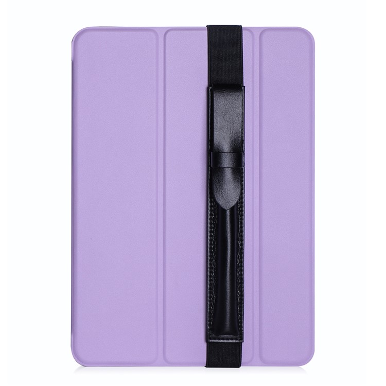 For Samsung Galaxy Tab S3 9.7 Tri-fold Stand Leather Shell Case + Elastic Band - Purple-1