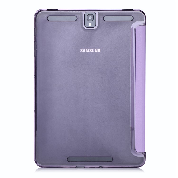 For Samsung Galaxy Tab S3 9.7 Tri-fold Stand Leather Shell Case + Elastic Band - Purple-2