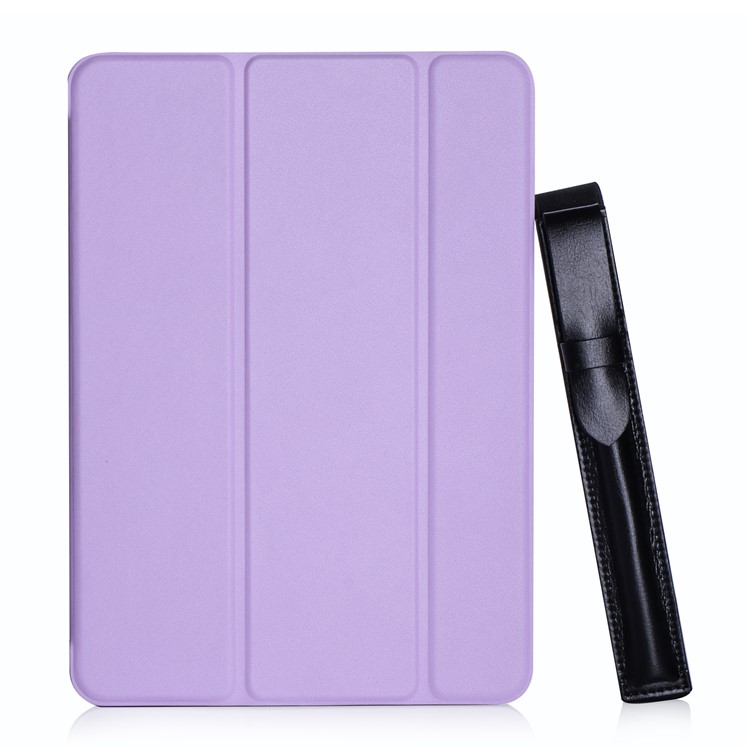 For Samsung Galaxy Tab S3 9.7 Tri-fold Stand Leather Shell Case + Elastic Band - Purple-3