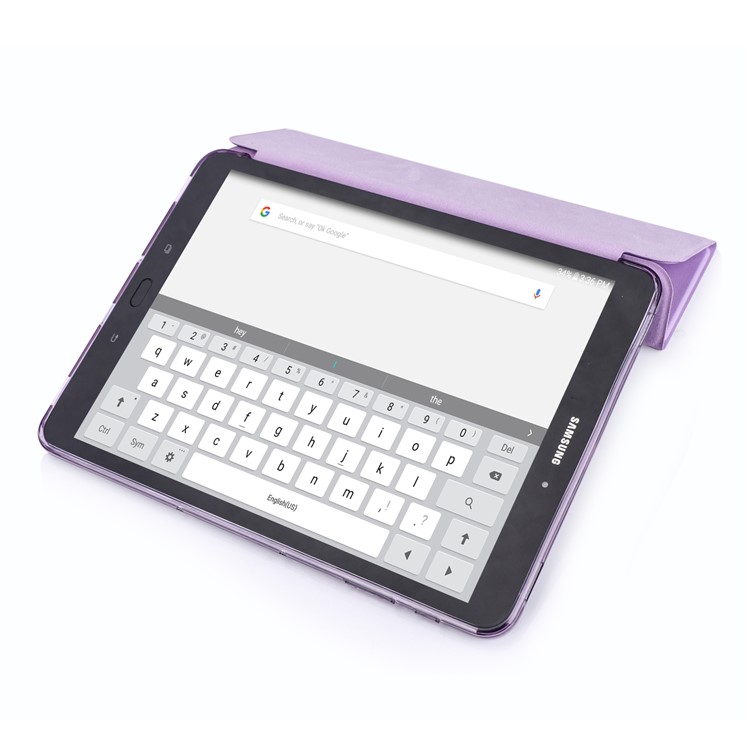 For Samsung Galaxy Tab S3 9.7 Tri-fold Stand Leather Shell Case + Elastic Band - Purple-5