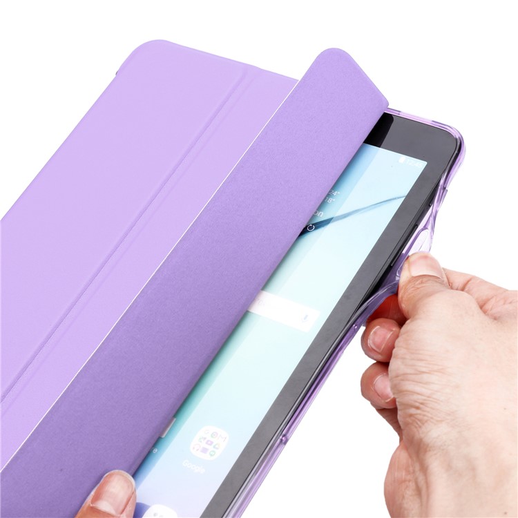 For Samsung Galaxy Tab S3 9.7 Tri-fold Stand Leather Shell Case + Elastic Band - Purple-7