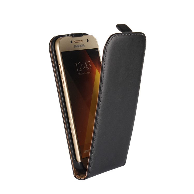 Split Leather Vertical Flip Cell Phone Case for Samsung Galaxy A3 (2017) - Black-4