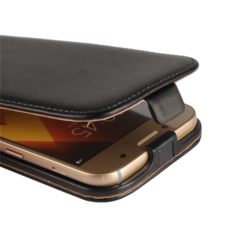 Split Leather Vertical Flip Cell Phone Case for Samsung Galaxy A3 (2017) - Black-8