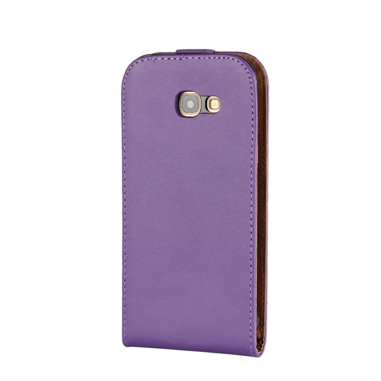 Split Leather Vertical Flip Mobile Casing for Samsung Galaxy A3 (2017) - Purple-3