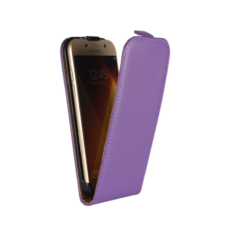 Split Leather Vertical Flip Mobile Casing for Samsung Galaxy A3 (2017) - Purple-4