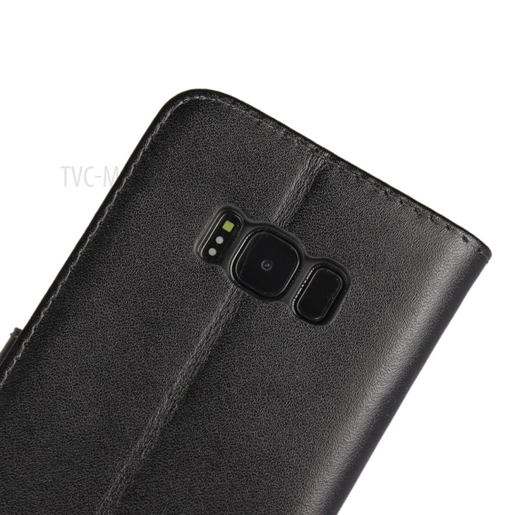 Genuine Split Leather Wallet Magnetic Flip Case for Samsung Galaxy S8 G950 - Black-10
