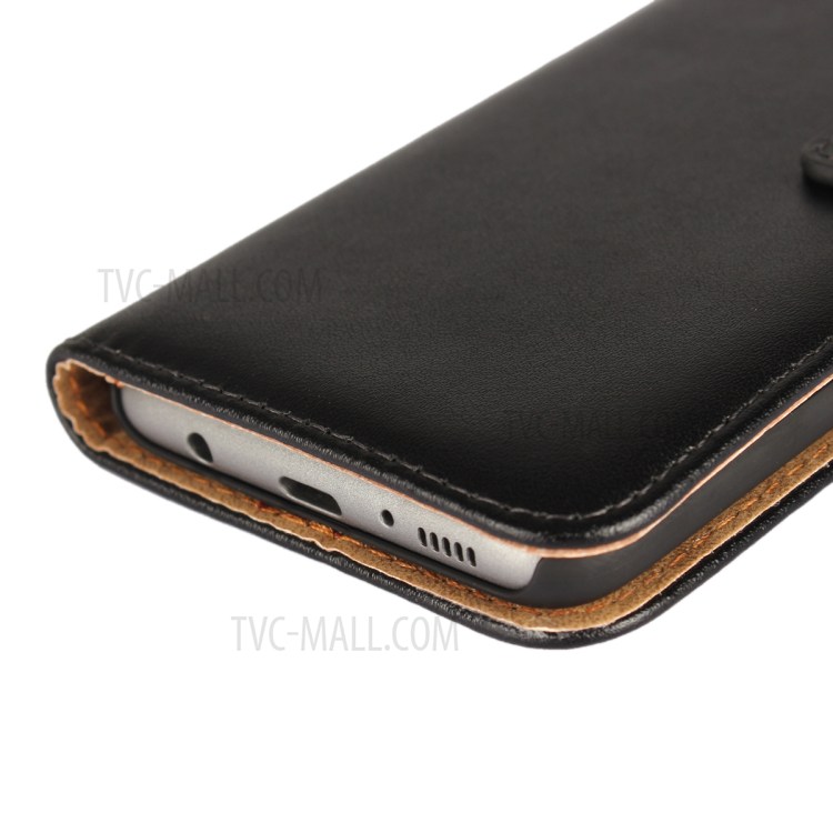Genuine Split Leather Wallet Magnetic Flip Case for Samsung Galaxy S8 G950 - Black-12