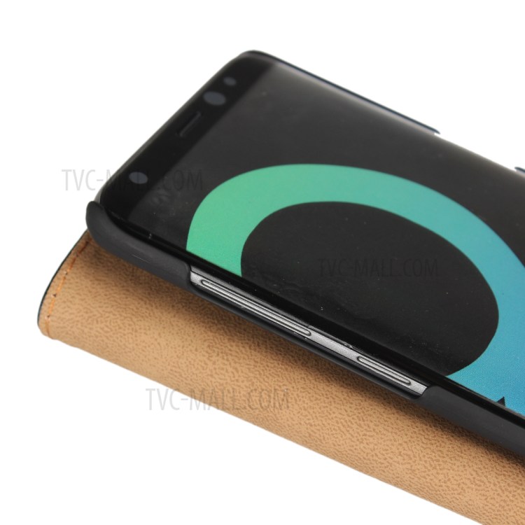 Genuine Split Leather Wallet Magnetic Flip Case for Samsung Galaxy S8 G950 - Black-13