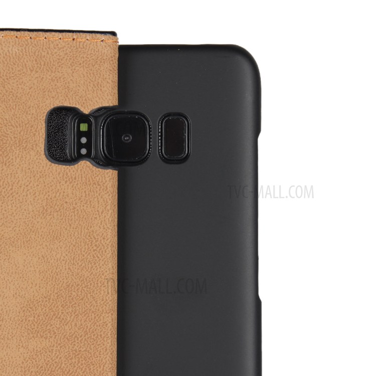 Genuine Split Leather Wallet Magnetic Flip Case for Samsung Galaxy S8 G950 - Black-14