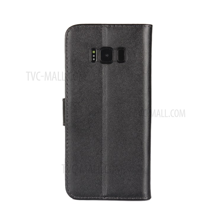 Genuine Split Leather Wallet Magnetic Flip Case for Samsung Galaxy S8 G950 - Black-16