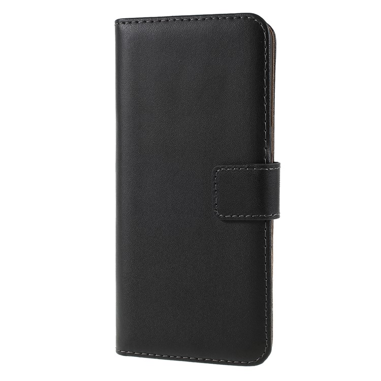 Genuine Split Leather Wallet Magnetic Flip Case for Samsung Galaxy S8 G950 - Black-2