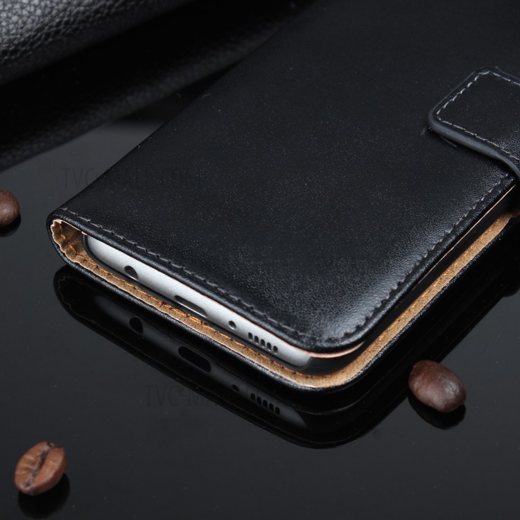 Genuine Split Leather Wallet Magnetic Flip Case for Samsung Galaxy S8 G950 - Black-24