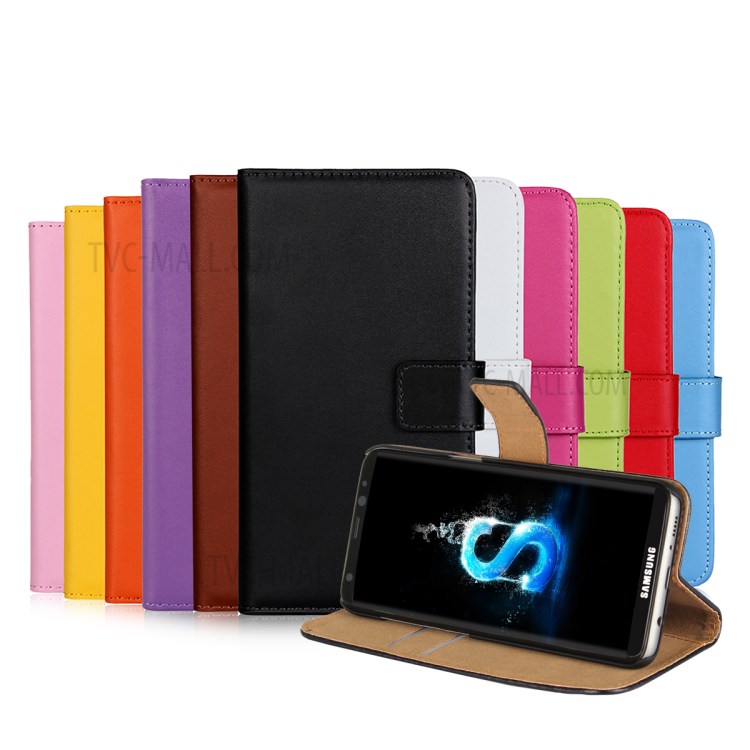 Genuine Split Leather Wallet Magnetic Flip Case for Samsung Galaxy S8 G950 - Black-27