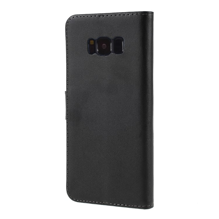 Genuine Split Leather Wallet Magnetic Flip Case for Samsung Galaxy S8 G950 - Black-3