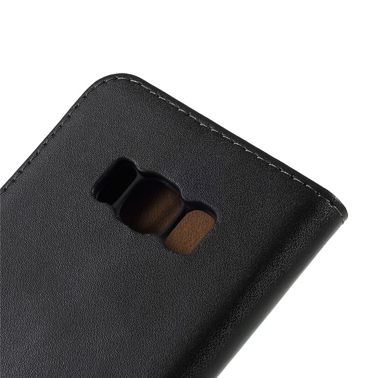 Genuine Split Leather Wallet Magnetic Flip Case for Samsung Galaxy S8 G950 - Black-8