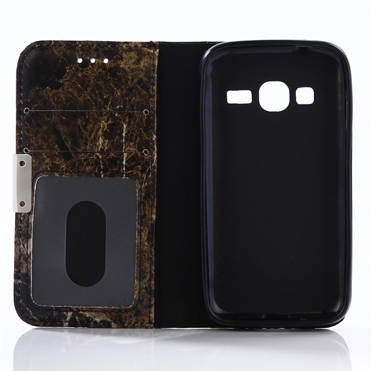 Marble Pattern Wallet Stand Leather Cell Phone Case for Samsung Galaxy J1 mini prime - Black-3