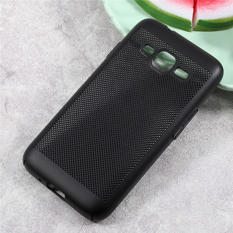 Hollow Mesh Heat Dissipation Rubberized Hard PC Cell Phone Case for Samsung Galaxy J1 mini prime - Black-1