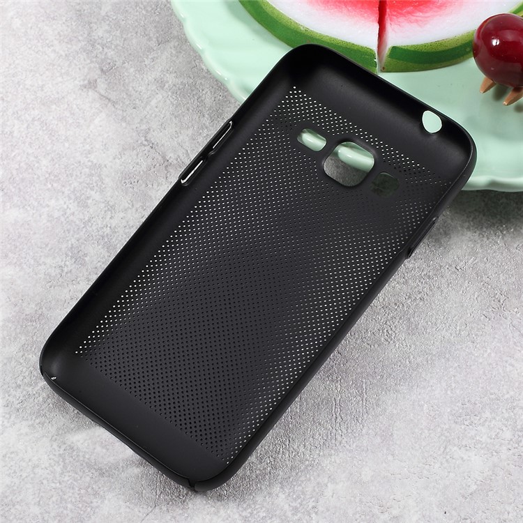Hollow Mesh Heat Dissipation Rubberized Hard PC Cell Phone Case for Samsung Galaxy J1 mini prime - Black-2