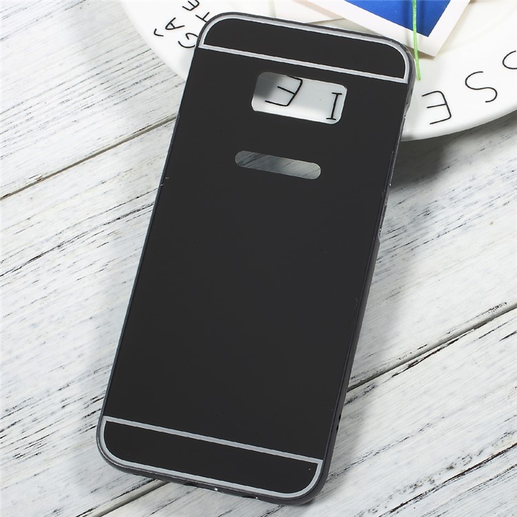 Slide-on Metal Bumper Plated PC Hard Case for Samsung Galaxy S8 G950 - Black-1