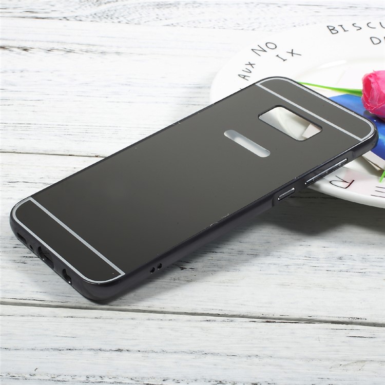 Slide-on Metal Bumper Plated PC Hard Case for Samsung Galaxy S8 G950 - Black-2