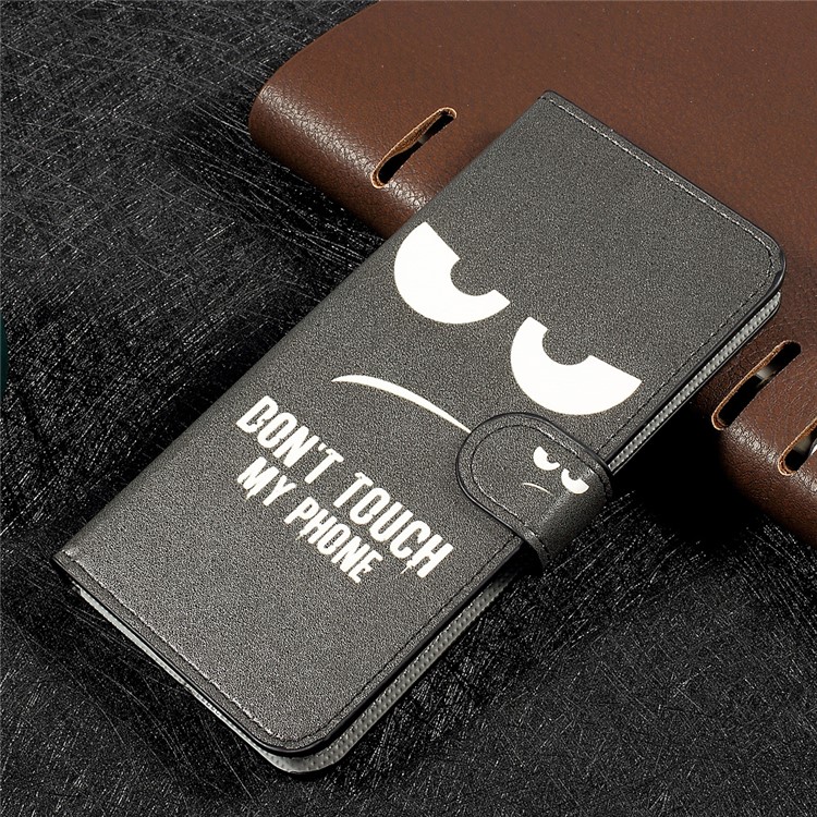 Patterned Leather Wallet Stand Mobile Phone Case for Samsung Galaxy S8+ SM-G955 - Do Not Touch My Phone-1