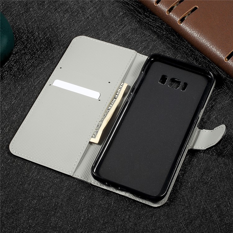 Patterned Leather Wallet Stand Mobile Phone Case for Samsung Galaxy S8+ SM-G955 - Do Not Touch My Phone-4