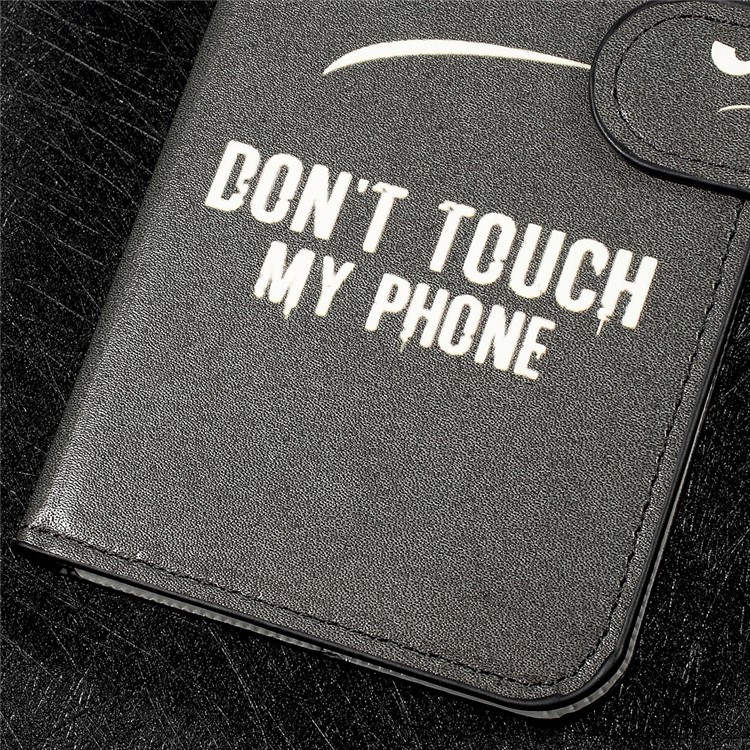 Patterned Leather Wallet Stand Mobile Phone Case for Samsung Galaxy S8+ SM-G955 - Do Not Touch My Phone-6