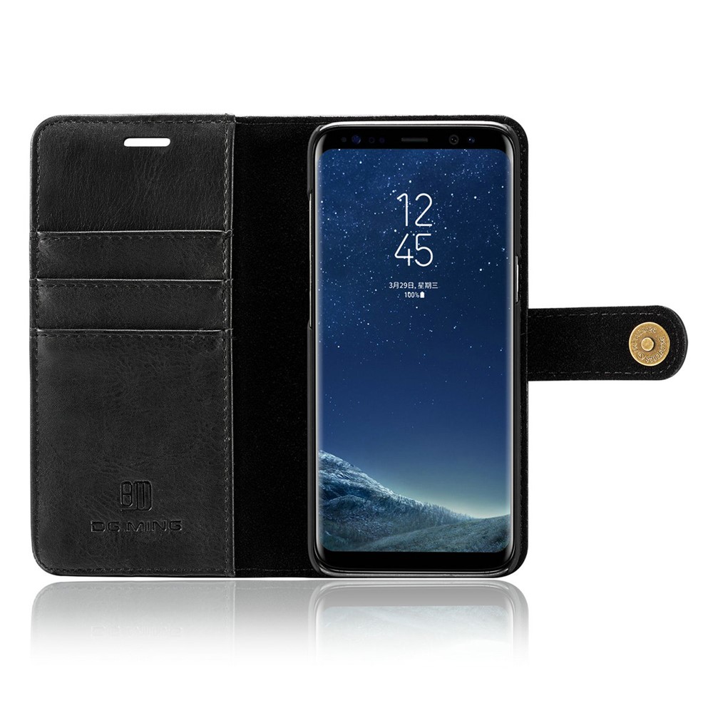 Dg.. Ming Para Samsung Galaxy S8 G950 Destacável 2 Em 1 Carteira Split Capa De Telefone De Couro Anti-impressão Digital Phone Case - Preto