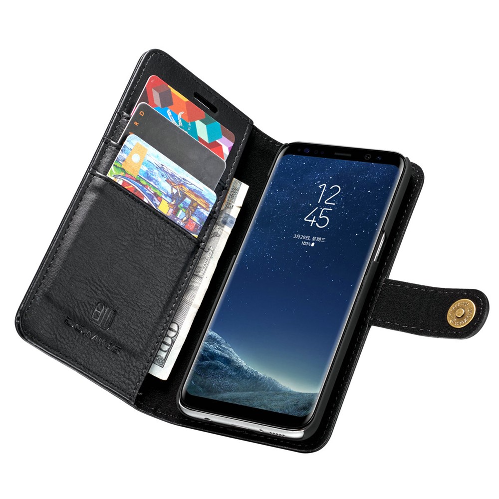 Dg. Ming Pour Samsung Galaxy S8 G950 Détachable 2 En 1 Portefeuille Split Cover Cover Cover Coque Anti-empreintes - Noir