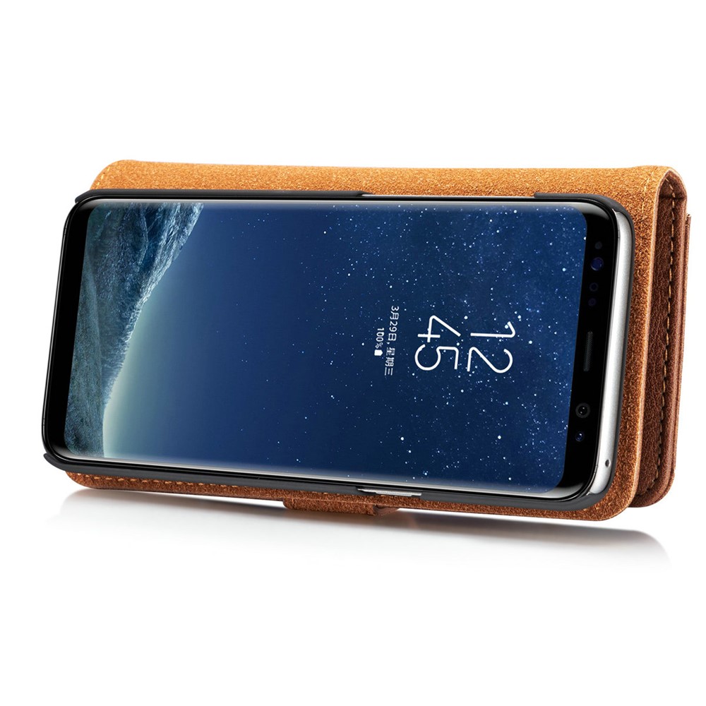 DG.MING Detachable 2 in 1 Wallet Split Leather Casing for Samsung Galaxy S8 G950 - Brown-13