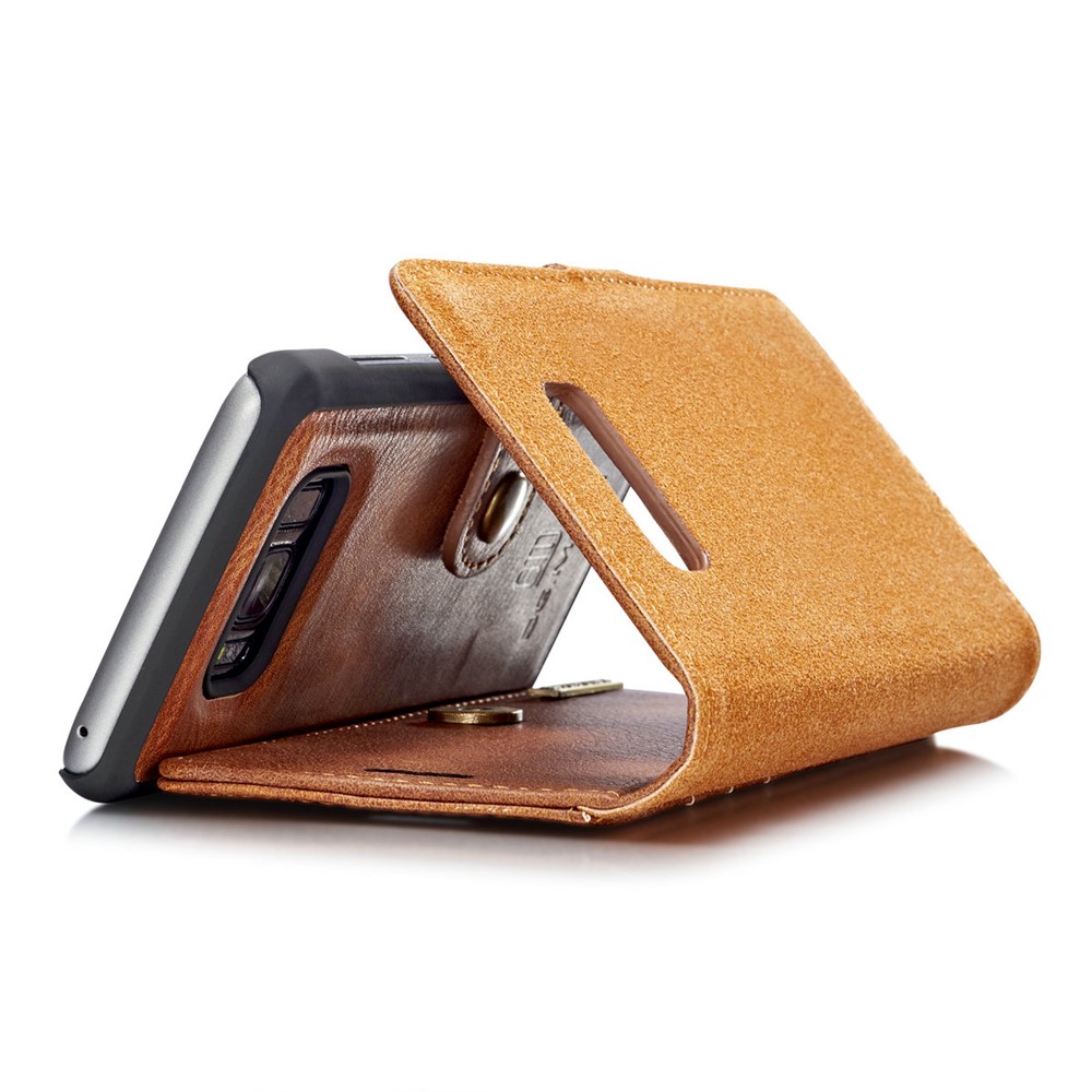 DG.MING Detachable 2 in 1 Wallet Split Leather Casing for Samsung Galaxy S8 G950 - Brown-15