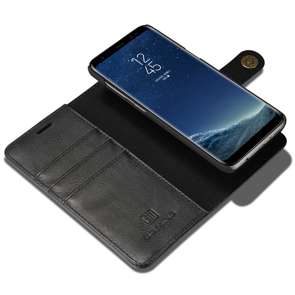 Dg. Ming Pour Samsung Galaxy S8 Plus G955 Détachable 2 en 1 Couverture de Téléphone de Portefeuille en Cuir Divisé Anti-rayures - le Noir