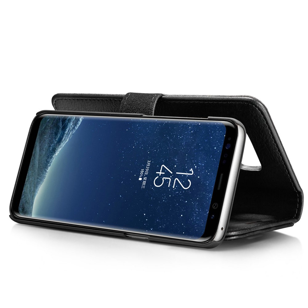 DG.MING Detachable 2 in 1 Split Leather Wallet Phone Cover for Samsung Galaxy S8 Plus G955 - Black-14