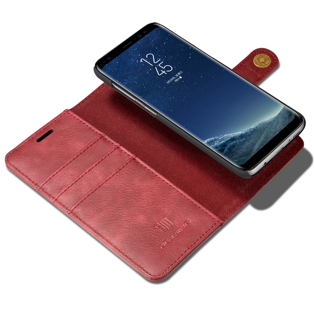 DG.MING Movable 2 in 1 Wallet Split Leather Case for Samsung Galaxy S8 Plus G955 - Red-10