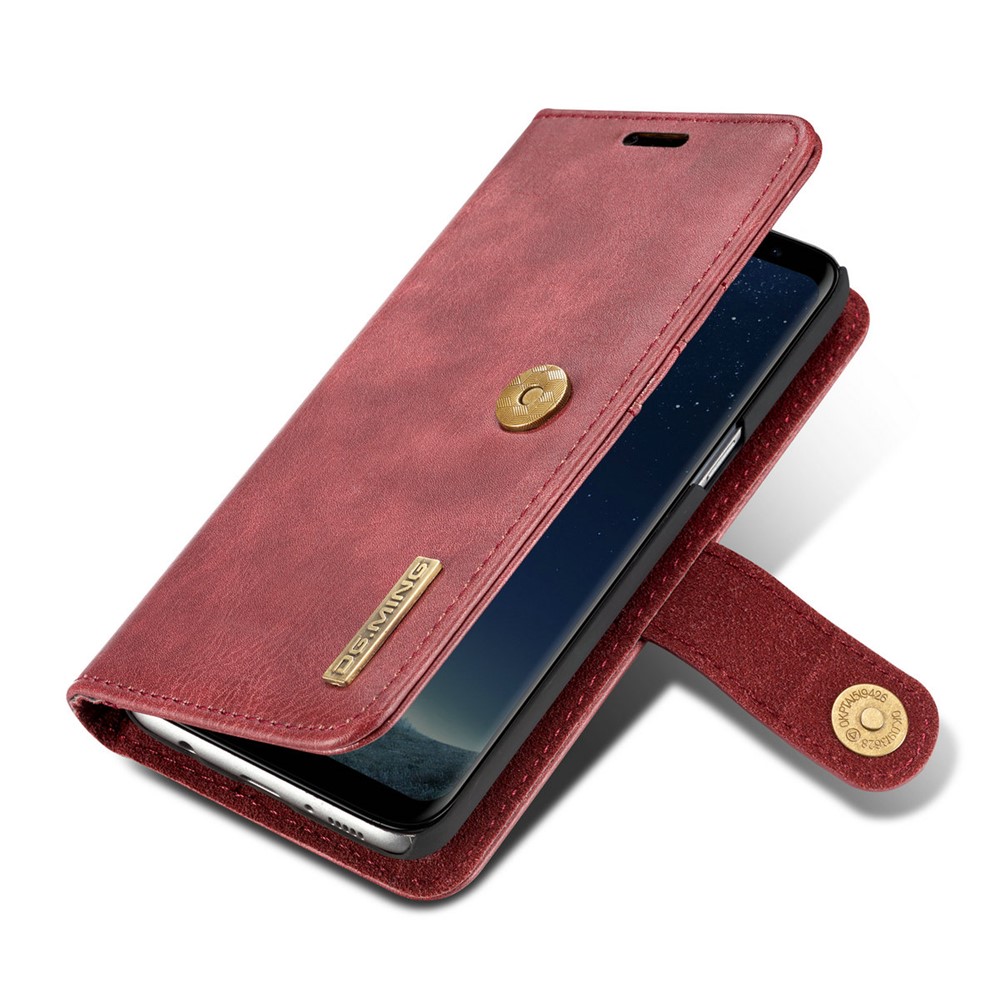 DG.MING Movable 2 in 1 Wallet Split Leather Case for Samsung Galaxy S8 Plus G955 - Red-11