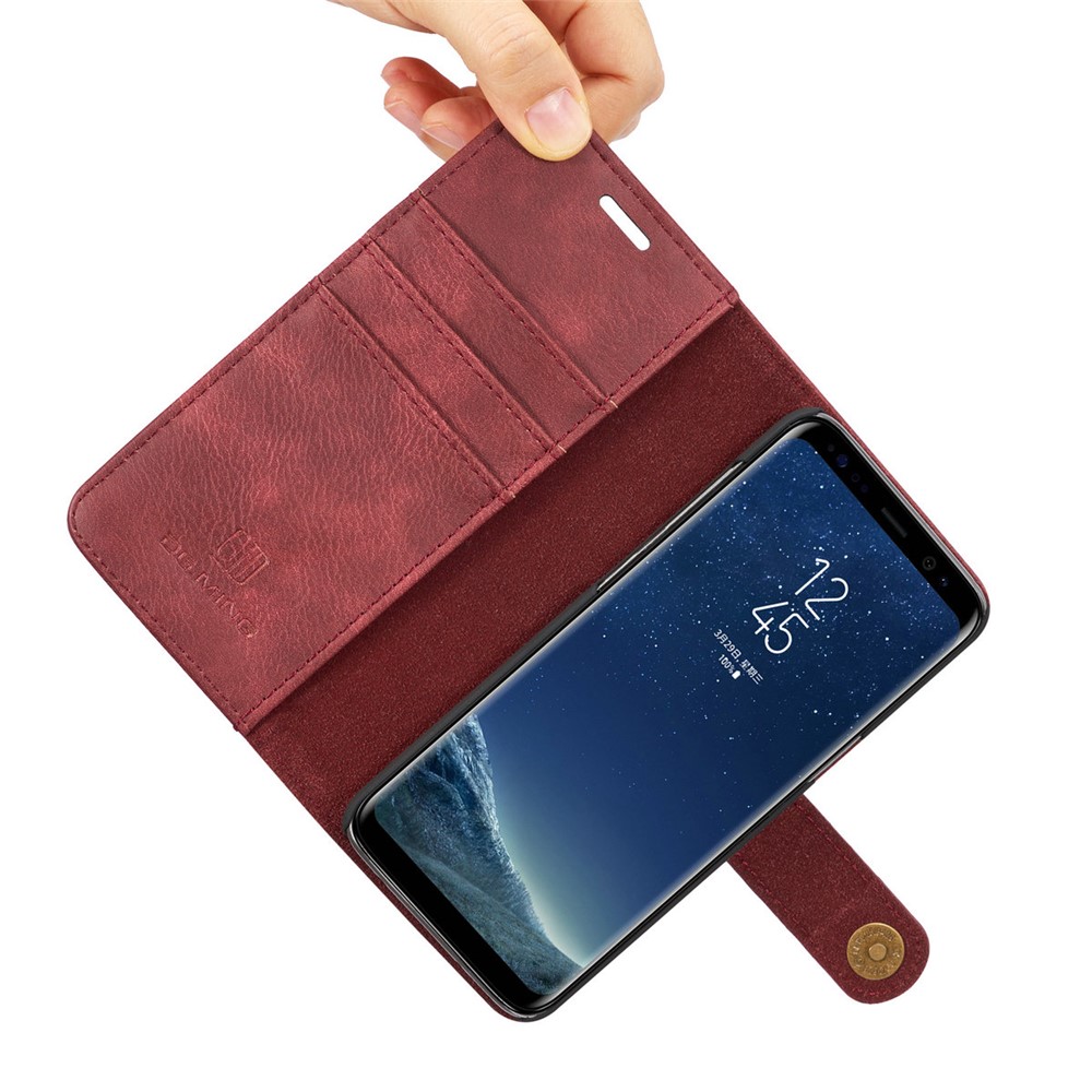 DG.MING Movable 2 in 1 Wallet Split Leather Case for Samsung Galaxy S8 Plus G955 - Red-15