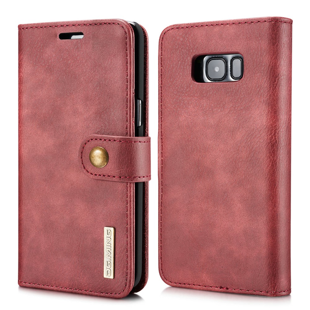 DG.MING Movable 2 in 1 Wallet Split Leather Case for Samsung Galaxy S8 Plus G955 - Red-2