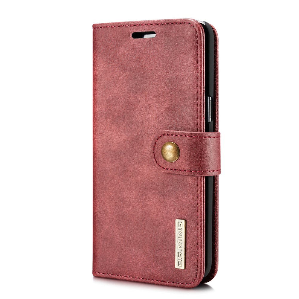 DG.MING Movable 2 in 1 Wallet Split Leather Case for Samsung Galaxy S8 Plus G955 - Red-3