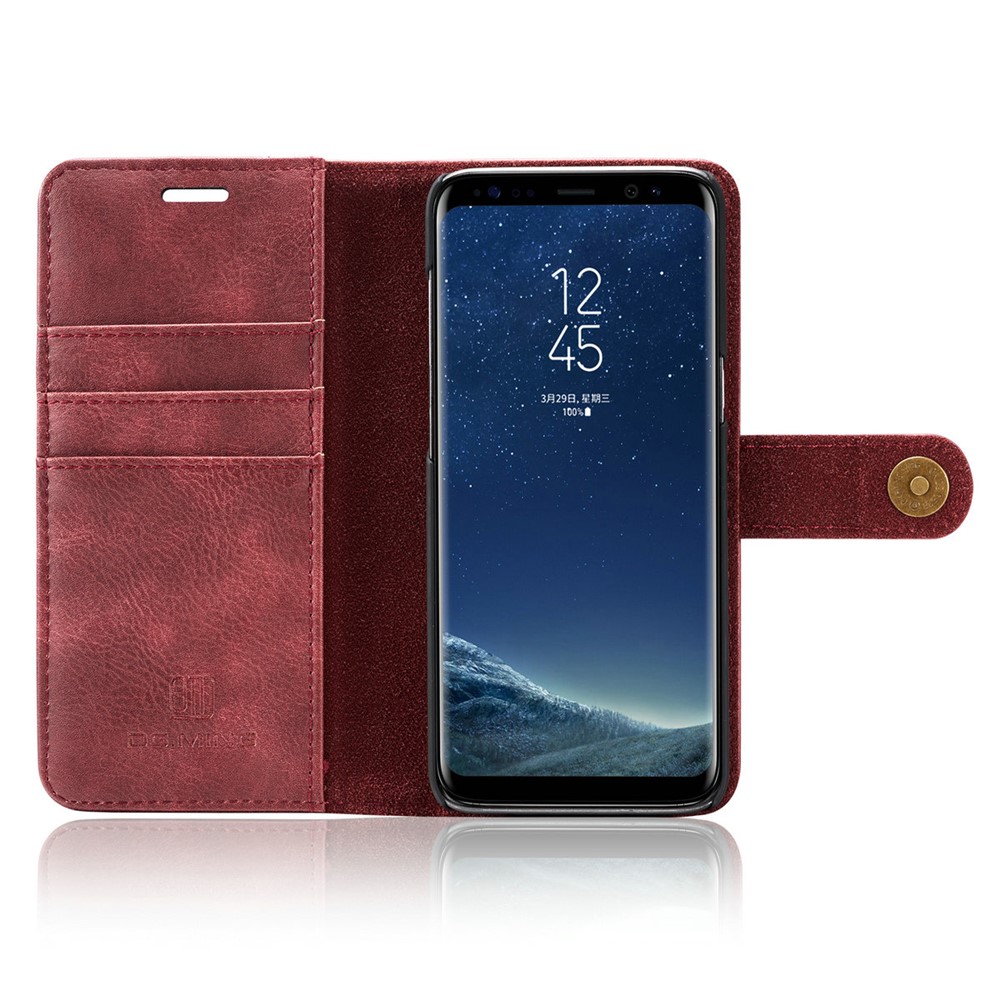 DG.MING Movable 2 in 1 Wallet Split Leather Case for Samsung Galaxy S8 Plus G955 - Red-7