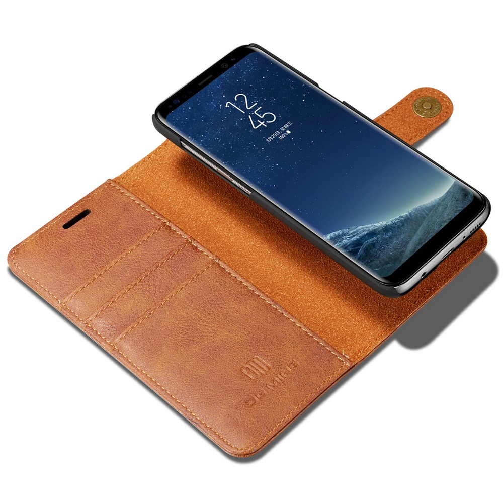 Dg. Ming Pour Samsung Galaxy S8 Plus G955 Détachable 2 en 1 Couverture de Téléphone de Portefeuille en Cuir Divisé Anti-rayures - Brun