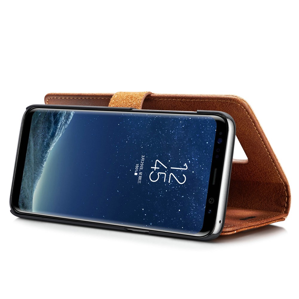 DG.MING Detachable 2 in 1 Split Leather Wallet Cover Shell for Samsung Galaxy S8 Plus G955 - Brown-14