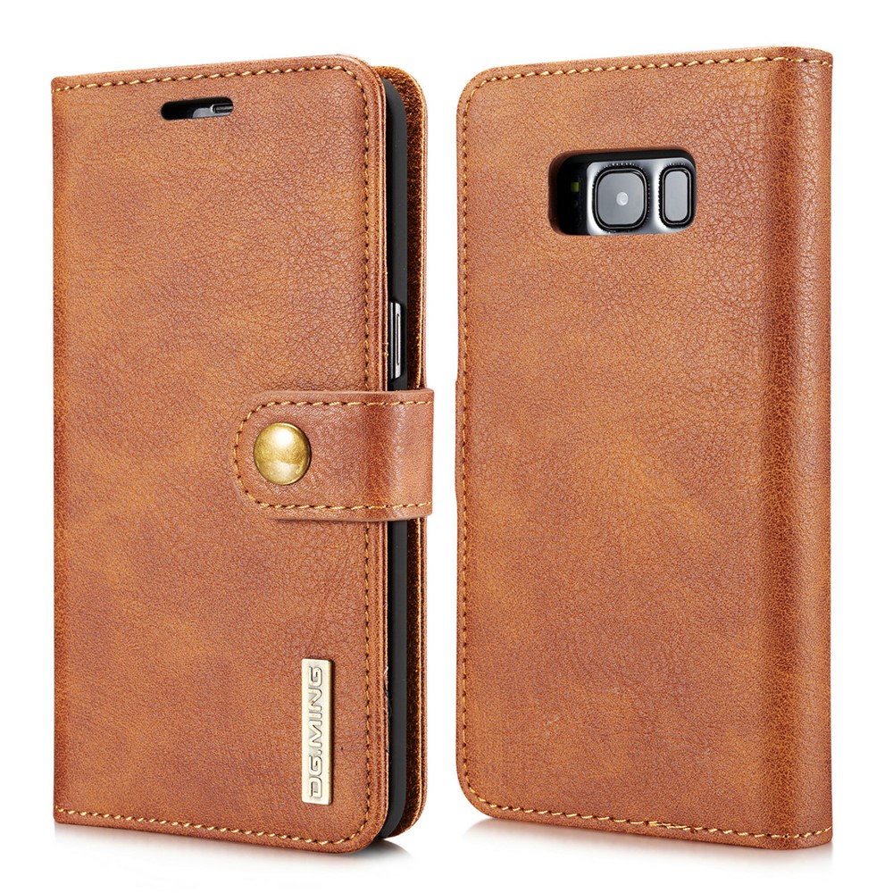 DG.MING Detachable 2 in 1 Split Leather Wallet Cover Shell for Samsung Galaxy S8 Plus G955 - Brown-2